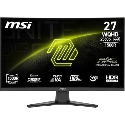 MSI mag 275CQF E18, 27 Fulgs, WQHD, 2560 x 1440, 1500R, gaming-monitor, Rapid VA, 180 Hz, 0,5 ms, HDR Ready, Eye Care, HDMI 2.0b, DP 1.4a, frameloos, verstelbare helling, Vesa-ondersteuning, zwart MSI mag 275CQF E18, 27 Fulgs, WQHD, 2560 x 1440, 1500R, gaming-monitor, Rapid VA, 180 Hz, 0,5 ms, HDR Ready, Eye Care, HDMI 2.0b, DP 1.4a, frameloos, verstelbare helling, Vesa-ondersteuning, zwart