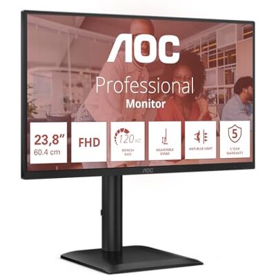AOC Monitor 24E4U 24 inch FHD 120Hz, IPS, 1ms MPRT, Adaptive Sync, HDR-modus, hoogteverstelling (1920 x 1080, HDMI 1x 1.4, DP 1x 1.2, USB Hub) zwart AOC Monitor 24E4U 24 inch FHD 120Hz, IPS, 1ms MPRT, Adaptive Sync, HDR-modus, hoogteverstelling (1920 x 1080, HDMI 1x 1.4, DP 1x 1.2, USB Hub) zwart
