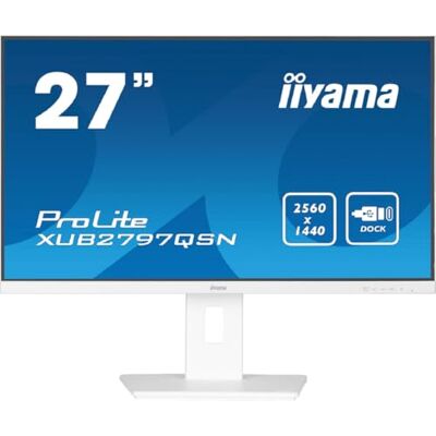 IIYAMA Prolite XUB2797QSN-W1 LED IPS Monitor 68,5 cm 27 inch WQHD 100Hz HDMI DP-in/Out DaisyChain USB3.2 USB-C Dock 65W LAN Slim-Line Hoogteverstelling Pivot AdaptiveSync Wit IIYAMA Prolite XUB2797QSN-W1 LED IPS Monitor 68,5 cm 27 inch WQHD 100Hz HDMI DP-in/Out DaisyChain USB3.2 USB-C Dock 65W LAN Slim-Line Hoogteverstelling Pivot AdaptiveSync Wit