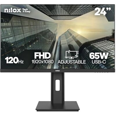 Nilox NXM24REG12065 24 inch IPS Full HD professionele monitor, frequentie 120 Hz, USB-C 65 W, in hoogte verstelbaar Nilox NXM24REG12065 24 inch IPS Full HD professionele monitor, frequentie 120 Hz, USB-C 65 W, in hoogte verstelbaar