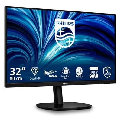 Philips 32B2U3601 31,5 inch WQHD 100Hz monitor, IPS-paneel, 4ms GTG, adaptieve synchronisatie, luidsprekerinstelling, luidspreker (2560 x 1440 HDMI 1x 2.0 (2.1 TMDS) DP USB Hub) zwart Philips 32B2U3601 31,5 inch WQHD 100Hz monitor, IPS-paneel, 4ms GTG, adaptieve synchronisatie, luidsprekerinstelling, luidspreker (2560 x 1440 HDMI 1x 2.0 (2.1 TMDS) DP USB Hub) zwart