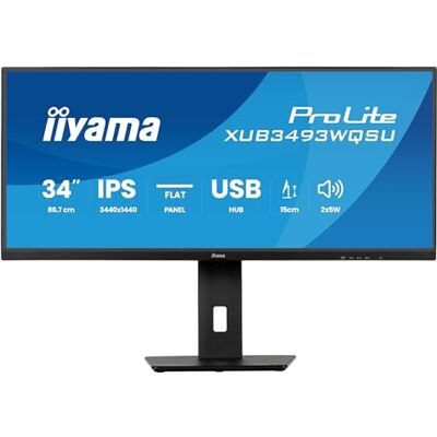 IIYAMA Prolite XUB3493WQSU-B6 86,7 cm 34 inch UWQHD HDMI DP USB3.2 USB-C 7,5 W Adaptive Sync Pip PBP hoogteverstelling zwart IIYAMA Prolite XUB3493WQSU-B6 86,7 cm 34 inch UWQHD HDMI DP USB3.2 USB-C 7,5 W Adaptive Sync Pip PBP hoogteverstelling zwart