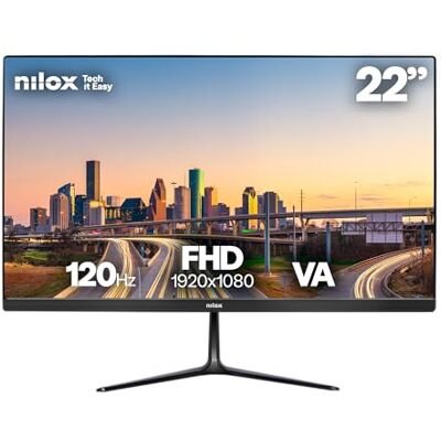 Nilox NXM22FHD1201 Monitor, 21,5 inch, Full HD, 120 Hz 4 ms gaming-display, pc-monitor met VESA-ondersteuning, HDMI-aansluitingen, geschikt voor werk en entertainment Nilox NXM22FHD1201 Monitor, 21,5 inch, Full HD, 120 Hz 4 ms gaming-display, pc-monitor met VESA-ondersteuning, HDMI-aansluitingen, geschikt voor werk en entertainment