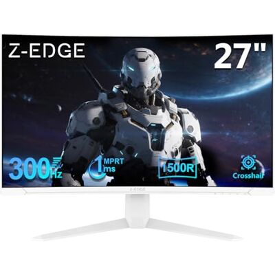 Z-Edge pc-monitor voor gamers, gebogen, wit, 27 inch, 300 Hz (DP1.4 × 2), 1 ms MPRT, FreeSync, FHD, 240 Hz (HDMI2.0 × 2), gaming-monitor wit LED 16:9, kantelbaar, 1500R VA, 4000:1, VESA (DP kabel inbegrepen) Z-Edge pc-monitor voor gamers, gebogen, wit, 27 inch, 300 Hz (DP1.4 × 2), 1 ms MPRT, FreeSync, FHD, 240 Hz (HDMI2.0 × 2), gaming-monitor wit LED 16:9, kantelbaar, 1500R VA, 4000:1, VESA (DP kabel inbegrepen)