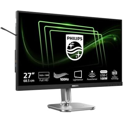 Philips 27B2G5500-27 inch Full HD-monitor, in hoogte verstelbaar, luidsprekers, adaptieve synchronisatie (2560 x 1440, 75 Hz, 2 x HDMI 1.4, 1 x DisplayPort 1.2, USB-hub) donker/grijs Philips 27B2G5500-27 inch Full HD-monitor, in hoogte verstelbaar, luidsprekers, adaptieve synchronisatie (2560 x 1440, 75 Hz, 2 x HDMI 1.4, 1 x DisplayPort 1.2, USB-hub) donker/grijs