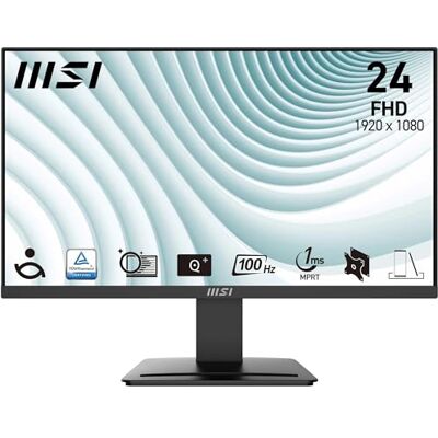 MSI PRO MP2412 Desktop Monitor 23,8 inch Full HD – VA-paneel 1920 x 1080, 100 Hz, oogcomfort, VESA-montage, geïntegreerde luidspreker, ondersteunt displaykit, verstelbare kanteling – HDMI 1.4b, DP 1.2a MSI PRO MP2412 Desktop Monitor 23,8 inch Full HD – VA-paneel 1920 x 1080, 100 Hz, oogcomfort, VESA-montage, geïntegreerde luidspreker, ondersteunt displaykit, verstelbare kanteling – HDMI 1.4b, DP 1.2a
