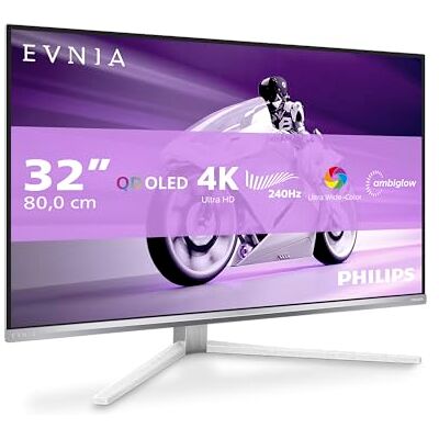 Philips Evnia 32M2N8900AM 32 inch UHD OLED Gaming Monitor, 240 Hz, 0,03 ms, HDR400, FreeSync Prem. Pro, G-Sync-compilatie (3840 x 2160, 2 x HDMI 2.1, 1 x DP 1.4, 1 x USB-C, wit) Philips Evnia 32M2N8900AM 32 inch UHD OLED Gaming Monitor, 240 Hz, 0,03 ms, HDR400, FreeSync Prem. Pro, G-Sync-compilatie (3840 x 2160, 2 x HDMI 2.1, 1 x DP 1.4, 1 x USB-C, wit)