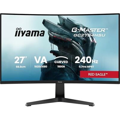 IIYAMA G-Master Red Eagle GC2784HSU-B1 Curved 1500R 68,6 cm 27 inch VA Gaming Monitor Full HD HDMI DP USB2.0 0,7ms 240Hz HDR10 FreeSync Premium zwart IIYAMA G-Master Red Eagle GC2784HSU-B1 Curved 1500R 68,6 cm 27 inch VA Gaming Monitor Full HD HDMI DP USB2.0 0,7ms 240Hz HDR10 FreeSync Premium zwart