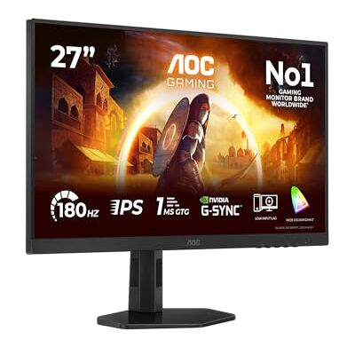 AOC 27G4X Gaming Monitor, 27 inch, 1920 x 1080, FHD, 180 Hz, 1ms, FreeSync Premium, G-Sync compatibel, HDR10, HDMI, DisplayPort, zwart AOC 27G4X Gaming Monitor, 27 inch, 1920 x 1080, FHD, 180 Hz, 1ms, FreeSync Premium, G-Sync compatibel, HDR10, HDMI, DisplayPort, zwart