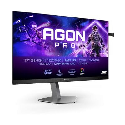 AOC Agon PRO AG276FK 27 inch FHD Gaming Monitor, 520Hz, 1ms GtG, Adaptive Sync., G-Sync comp., HDR400 (2x HDMI, 1x DisplayPort 1.4, USB-hub) zwart/grijs AOC Agon PRO AG276FK 27 inch FHD Gaming Monitor, 520Hz, 1ms GtG, Adaptive Sync., G-Sync comp., HDR400 (2x HDMI, 1x DisplayPort 1.4, USB-hub) zwart/grijs