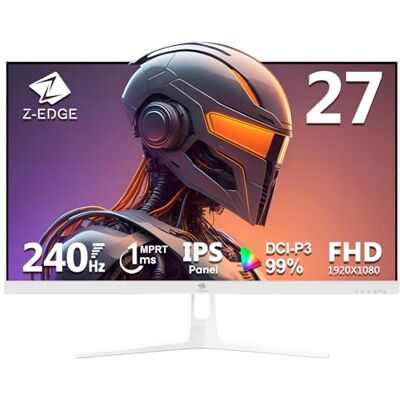 Z-Edge pc-monitor gamer, wit, 27 inch, 240 Hz, IPS, 1 ms, FreeSync, FHD (1920 x 1080), gaming-monitor wit 16:9, kantelbaar, 2 x HDMI2.0 & 2 × DP1.4, 400 cd/m², VESA 100 x 100 mm (HDMI-kabel meegeleverd) Z-Edge pc-monitor gamer, wit, 27 inch, 240 Hz, IPS, 1 ms, FreeSync, FHD (1920 x 1080), gaming-monitor wit 16:9, kantelbaar, 2 x HDMI2.0 & 2 × DP1.4, 400 cd/m², VESA 100 x 100 mm (HDMI-kabel meegeleverd)
