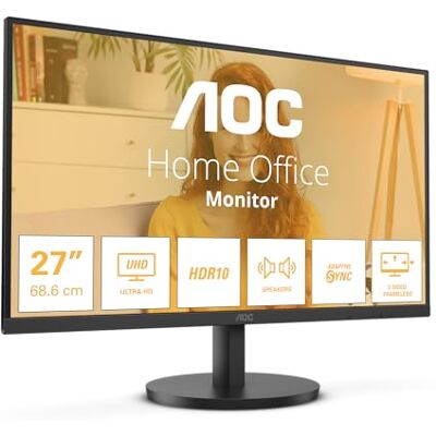 AOC U27B3A 27 inch UHD-display, luidspreker, HDR10 (3840 x 2160, 60 Hz, HDMI 2.0, DisplayPort 1.4), zwart AOC U27B3A 27 inch UHD-display, luidspreker, HDR10 (3840 x 2160, 60 Hz, HDMI 2.0, DisplayPort 1.4), zwart