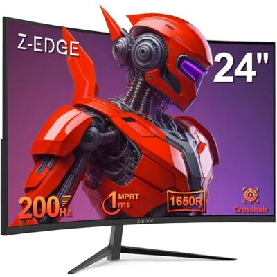 Z-Edge Gebogen gaming-monitor 24 inch 200 Hz/165 Hz/144 Hz, FHD (1920 x 1080), 1 ms MPRT, FreeSync, Gaming Monitor, 1650R VA, 300cd/m², HDMI 2.0& DP 1.4, instelbare helling, 178° kijkhoek Z-Edge Gebogen gaming-monitor 24 inch 200 Hz/165 Hz/144 Hz, FHD (1920 x 1080), 1 ms MPRT, FreeSync, Gaming Monitor, 1650R VA, 300cd/m², HDMI 2.0& DP 1.4, instelbare helling, 178° kijkhoek