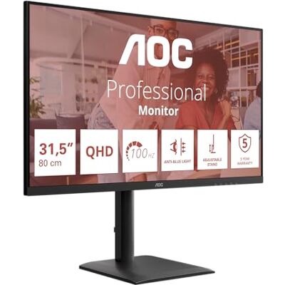 AOC Q32E4U WQHD scherm 31,5 inch 100 Hz, IPS-paneel, 4ms GTG, adaptieve synchronisatie, HDR-modus, hoogteverstelling, luidsprekers, (2560 x 1440 HDMI 2 x 1.4 DP 1.4 USB-hub) zwart AOC Q32E4U WQHD scherm 31,5 inch 100 Hz, IPS-paneel, 4ms GTG, adaptieve synchronisatie, HDR-modus, hoogteverstelling, luidsprekers, (2560 x 1440 HDMI 2 x 1.4 DP 1.4 USB-hub) zwart
