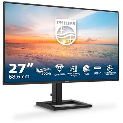 Philips 27E1N1600AM 27 inch Quad HD monitor, luidspreker, in hoogte verstelbaar (2560 x 1440, 100 Hz, 1 x HDMI 1.4, 1 x USB-C (65W PD), USB-hub), zwart Philips 27E1N1600AM 27 inch Quad HD monitor, luidspreker, in hoogte verstelbaar (2560 x 1440, 100 Hz, 1 x HDMI 1.4, 1 x USB-C (65W PD), USB-hub), zwart