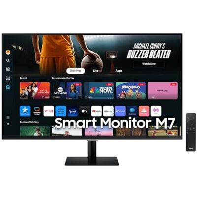 Samsung Smart Monitor M7 (S32DM702), Flat 32 inch, 3840 x 2160 (UHD 4K), Smart Hub met streaming-app, Office 365, Gaming Hub, geïntegreerde luidsprekers, afstandsbediening, wifi, HDMI, USB-C Samsung Smart Monitor M7 (S32DM702), Flat 32 inch, 3840 x 2160 (UHD 4K), Smart Hub met streaming-app, Office 365, Gaming Hub, geïntegreerde luidsprekers, afstandsbediening, wifi, HDMI, USB-C