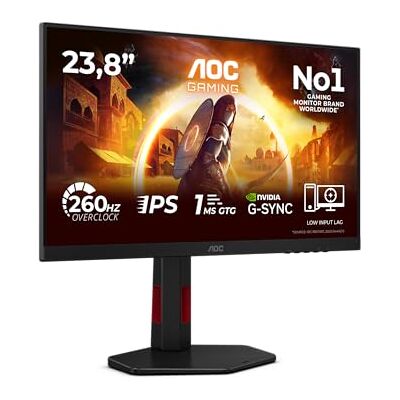 AOC 24G4ZR 23,8 inch FHD monitor (260 Hz) Fast IPS Panel 0,3 ms MPRT Adaptive Sync HDR10 compatibel G-Sync in hoogte verstelbaar (1920 x 1080, 2 x HDMI 2.0, DisplayPort) zwart AOC 24G4ZR 23,8 inch FHD monitor (260 Hz) Fast IPS Panel 0,3 ms MPRT Adaptive Sync HDR10 compatibel G-Sync in hoogte verstelbaar (1920 x 1080, 2 x HDMI 2.0, DisplayPort) zwart
