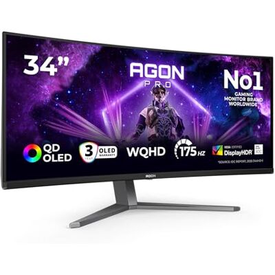 AOC AG346UCD 34" Curved, UW-QHD USB Hub Monitor, 175Hz, QD-OLED-paneel, 0,03ms GtG, Adaptive Sync, HDR400 TrueBlack, FreeSync Prem., G-Sync Comp., luidsprekers, (3440x1440 HDMI 2x 2.0 DP 1x 1.4) zwart AOC AG346UCD 34" Curved, UW-QHD USB Hub Monitor, 175Hz, QD-OLED-paneel, 0,03ms GtG, Adaptive Sync, HDR400 TrueBlack, FreeSync Prem., G-Sync Comp., luidsprekers, (3440x1440 HDMI 2x 2.0 DP 1x 1.4) zwart