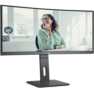 AOC CU34P3CV 34 inch WQHD gebogen display, in hoogte verstelbaar, luidsprekers (3440 x 1440, 100 Hz, HDMI, DisplayPort, USB-C (65W PD), RJ45, USB-hub) zwart AOC CU34P3CV 34 inch WQHD gebogen display, in hoogte verstelbaar, luidsprekers (3440 x 1440, 100 Hz, HDMI, DisplayPort, USB-C (65W PD), RJ45, USB-hub) zwart