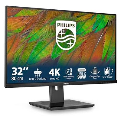Philips 32B1U3900 32 inch UHD-monitor, in hoogte verstelbaar, luidspreker (3840 x 2160, 60 Hz, HDMI, DisplayPort, USB-C (90W PD), USB-hub, RJ45, zwart Philips 32B1U3900 32 inch UHD-monitor, in hoogte verstelbaar, luidspreker (3840 x 2160, 60 Hz, HDMI, DisplayPort, USB-C (90W PD), USB-hub, RJ45, zwart