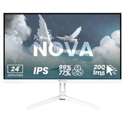 Arozzi Nova 24 inch FHD 200Hz IPS Gaming Monitor, 1ms, FreeSync, HDR, geïntegreerde luidsprekers, wit Arozzi Nova 24 inch FHD 200Hz IPS Gaming Monitor, 1ms, FreeSync, HDR, geïntegreerde luidsprekers, wit