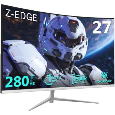 Z-Edge pc-monitor voor gamers, gebogen, 27 inch, 280 Hz (DP), 240 Hz (HDMI), 1 ms, FHD, FreeSync, gaming-monitor wit 16:9, kanteling verstelbaar, 1500R, 2×HDMI2.0 & 2 × DP1.2, 178° kijkhoek (HDMI-kabel inbegrepen) Z-Edge pc-monitor voor gamers, gebogen, 27 inch, 280 Hz (DP), 240 Hz (HDMI), 1 ms, FHD, FreeSync, gaming-monitor wit 16:9, kanteling verstelbaar, 1500R, 2×HDMI2.0 & 2 × DP1.2, 178° kijkhoek (HDMI-kabel inbegrepen)