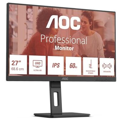 AOC U27E3UF 27 inch UHD monitor, in hoogte verstelbaar, luidsprekers, adaptieve synchronisatie (3840 x 2160,4 K, 60 Hz, DisplayPort, 2 x HDMI, USB-hub) zwart AOC U27E3UF 27 inch UHD monitor, in hoogte verstelbaar, luidsprekers, adaptieve synchronisatie (3840 x 2160,4 K, 60 Hz, DisplayPort, 2 x HDMI, USB-hub) zwart