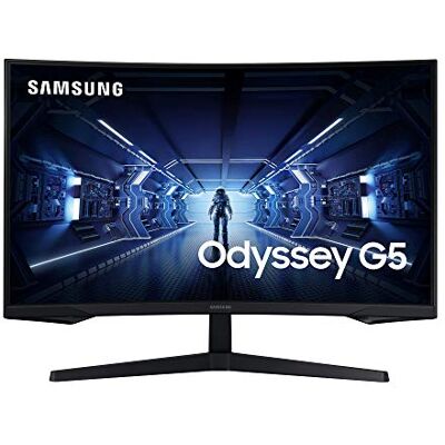 Samsung LC32G53TQWRXEN, ODYSSEY G5 32'', Gebogen gaming-monitor voor pc 1000r, VA-scherm 32'', WQHD-resolutie (2560 x 1440), 144 Hz, 1 ms, AMD FreeSync, HDR10, Zwart Samsung LC32G53TQWRXEN, ODYSSEY G5 32'', Gebogen gaming-monitor voor pc 1000r, VA-scherm 32'', WQHD-resolutie (2560 x 1440), 144 Hz, 1 ms, AMD FreeSync, HDR10, Zwart