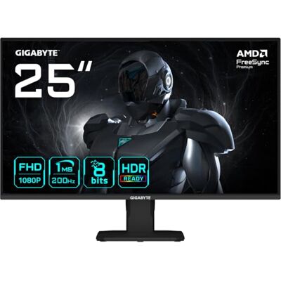 Gigabyte GS25F2 Gaming Monitor 25" FHD 1920 x 1080, 200Hz, 1ms, 300CD/m², Display HDR 10, HDMI 2.0, DisplayPort 1.4 Gigabyte GS25F2 Gaming Monitor 25" FHD 1920 x 1080, 200Hz, 1ms, 300CD/m², Display HDR 10, HDMI 2.0, DisplayPort 1.4