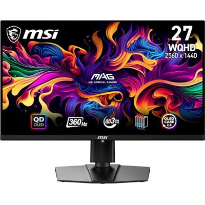 MSI MAG 271QPX QD-OLED Gaming Monitor 26,5 inch (67,3 cm) WQHD Panel 2560 x 1440 Quantum Dot OLED, 360 Hz / 0,03 ms, 99,1% DCI-P3, ΔE≤2, DisplayHDR True Black 400 DP 1.4a, HDMI 2.1, USB Type-C MSI MAG 271QPX QD-OLED Gaming Monitor 26,5 inch (67,3 cm) WQHD Panel 2560 x 1440 Quantum Dot OLED, 360 Hz / 0,03 ms, 99,1% DCI-P3, ΔE≤2, DisplayHDR True Black 400 DP 1.4a, HDMI 2.1, USB Type-C