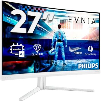 Philips Gaming Monitor 27M2C5501 27 inch, gebogen, 2560 x 1440, WQHD, 180Hz, Fast VA Panel, 0,5ms MPRT, (HDMI2x2.0 DP 1x1.4) Adaptive Sync, HDR10, FreeSync Premium, wit Philips Gaming Monitor 27M2C5501 27 inch, gebogen, 2560 x 1440, WQHD, 180Hz, Fast VA Panel, 0,5ms MPRT, (HDMI2x2.0 DP 1x1.4) Adaptive Sync, HDR10, FreeSync Premium, wit