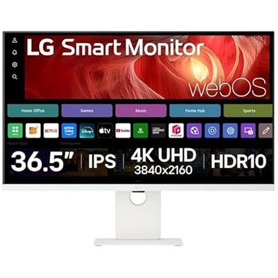 LG Smart Monitor 37U730SA-W, 37 inch, 4K UHD (3840 x 2160), HDR10, IPS, webOS 24, USB-C (65W), HDMI, Bluetooth, DCI-P3 90%, Smart TV-functies, streaming, Flicker Safe, luidsprekers, wit LG Smart Monitor 37U730SA-W, 37 inch, 4K UHD (3840 x 2160), HDR10, IPS, webOS 24, USB-C (65W), HDMI, Bluetooth, DCI-P3 90%, Smart TV-functies, streaming, Flicker Safe, luidsprekers, wit