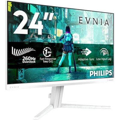 Philips Evnia Gaming Monitor 24M2N3201PL 24 inch 260Hz, Fast IPS Panel, 1ms GtG, HDR10, G-Sync compatibel (1920x1080 HDMI 1x 2.0 DP 1x 1.4) wit Philips Evnia Gaming Monitor 24M2N3201PL 24 inch 260Hz, Fast IPS Panel, 1ms GtG, HDR10, G-Sync compatibel (1920x1080 HDMI 1x 2.0 DP 1x 1.4) wit