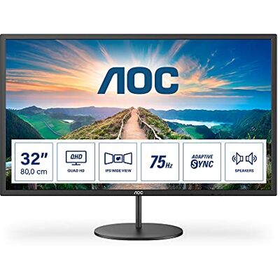 AOC V4 Q32V4 80 cm (31.5") 2560 x 1440 Pixels 2K Ultra HD LED Zwart AOC V4 Q32V4 80 cm (31.5") 2560 x 1440 Pixels 2K Ultra HD LED Zwart