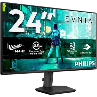Philips Evnia 24M2N3200NF Gaming Monitor Full HD 24" 144Hz 1ms MPRT, FreeSync, G-Sync Comp. (1920 x 1080, HDMI 2.0, DisplayPort 1.4) zwart Philips Evnia 24M2N3200NF Gaming Monitor Full HD 24" 144Hz 1ms MPRT, FreeSync, G-Sync Comp. (1920 x 1080, HDMI 2.0, DisplayPort 1.4) zwart