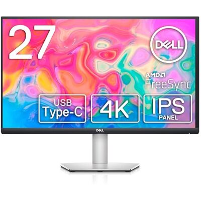 Dell S2722QC USB-C 27 inch 4K UHD (3840 x 2160) PC-display, 60Hz, IPS, 4ms, AMD FreeSync, 99% sRGB, HDR, geïntegreerde luidspreker, 2 x HDMI, 2 x USB, zilverkleurig Dell S2722QC USB-C 27 inch 4K UHD (3840 x 2160) PC-display, 60Hz, IPS, 4ms, AMD FreeSync, 99% sRGB, HDR, geïntegreerde luidspreker, 2 x HDMI, 2 x USB, zilverkleurig