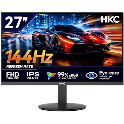 HKC 27 inch 144Hz PC Gaming Monitor, FHD 1920 x 1080 Gaming Monitor, IPS-paneel, 5ms, 99% sRGB, Adaptive Sync, Eye Care, Flicker Free, kantelbaar -5° tot 15°, HDMI 1.4, VGA, VESA 100 x 100mm, Zwart HKC 27 inch 144Hz PC Gaming Monitor, FHD 1920 x 1080 Gaming Monitor, IPS-paneel, 5ms, 99% sRGB, Adaptive Sync, Eye Care, Flicker Free, kantelbaar -5° tot 15°, HDMI 1.4, VGA, VESA 100 x 100mm, Zwart