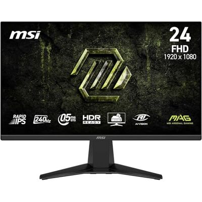 MSI MAG 245F X24 61 cm gaming monitor, 1920 x 1080 FHD, IPS snel, 240 Hz, 0,5 ms, HDR, AMD FreeSync Premium, oogverzorging, AI-visie, HDMI 2.0b, DP 1.2a, frameloos, Vesa-ondersteuning, zwart MSI MAG 245F X24 61 cm gaming monitor, 1920 x 1080 FHD, IPS snel, 240 Hz, 0,5 ms, HDR, AMD FreeSync Premium, oogverzorging, AI-visie, HDMI 2.0b, DP 1.2a, frameloos, Vesa-ondersteuning, zwart