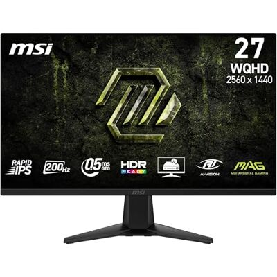MSI Mag 275QFA E20 Gaming Monitor, 27 inch, 2560 x 1440, WQHD Rapid IPS, 200Hz, 0,5ms, HDR-compatibel, G-Sync, AMD FreeSync Premium, oogbescherming, zicht met IA, HDMI 2.0b, DP MSI Mag 275QFA E20 Gaming Monitor, 27 inch, 2560 x 1440, WQHD Rapid IPS, 200Hz, 0,5ms, HDR-compatibel, G-Sync, AMD FreeSync Premium, oogbescherming, zicht met IA, HDMI 2.0b, DP