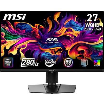 MSI MAG 271P QD-OLED X28 Gaming Monitor 27 inch WQHD Quantum Dot OLED 2560 x 1440, 280Hz / 0,03ms, DisplayHDR True Black 400, HDMI 2.1, DP 1.4a, USB-C (PD 15W), hoogte en helling verstelbaar MSI MAG 271P QD-OLED X28 Gaming Monitor 27 inch WQHD Quantum Dot OLED 2560 x 1440, 280Hz / 0,03ms, DisplayHDR True Black 400, HDMI 2.1, DP 1.4a, USB-C (PD 15W), hoogte en helling verstelbaar