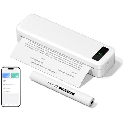TATTMUSE A4-printer, thermisch, draagbaar, geïntegreerd, draadloos, Bluetooth, 300 dpi, voor iOS- en Android-telefoons, ondersteunt thermisch papier van 210-53 mm, wit TATTMUSE A4-printer, thermisch, draagbaar, geïntegreerd, draadloos, Bluetooth, 300 dpi, voor iOS- en Android-telefoons, ondersteunt thermisch papier van 210-53 mm, wit