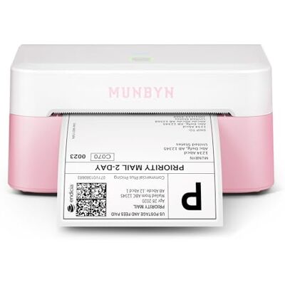 MUNBYN DHL Bluetooth labelprinter, labelprinter, 4 x 6, thermische printer voor Shopify, Etsy, Amazon, DHL, Evri, DPD, UPS, FedEx, 403B, roze MUNBYN DHL Bluetooth labelprinter, labelprinter, 4 x 6, thermische printer voor Shopify, Etsy, Amazon, DHL, Evri, DPD, UPS, FedEx, 403B, roze