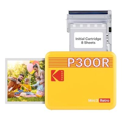 Kodak Mini 3 Retro 4PASS draagbare fotoprinter (7,6 x 7,6 cm) – geel Kodak Mini 3 Retro 4PASS draagbare fotoprinter (7,6 x 7,6 cm) – geel