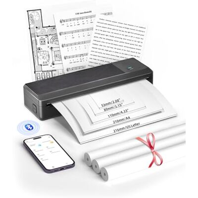 BORN4SHIP Thermische printer, A4, P83, draagbare mobiele printer, compatibel met iOS en Android, met 3 rollen Bluetooth thermisch papier, ondersteuning voor A4 thermisch papier, voor BORN4SHIP Thermische printer, A4, P83, draagbare mobiele printer, compatibel met iOS en Android, met 3 rollen Bluetooth thermisch papier, ondersteuning voor A4 thermisch papier, voor