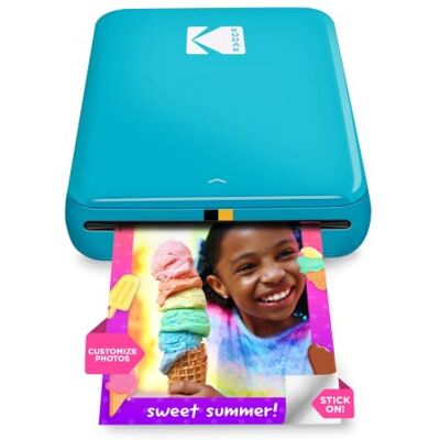 Kodak Step Instant Draagbare smartphone-fotoprinter, mini-kleurenprinter, draadloos, zelfklevende foto's, zink, 5 x 7,6 cm, compatibel met Bluetooth met iOS en Android, speelse editor-app, blauw Kodak Step Instant Draagbare smartphone-fotoprinter, mini-kleurenprinter, draadloos, zelfklevende foto's, zink, 5 x 7,6 cm, compatibel met Bluetooth met iOS en Android, speelse editor-app, blauw