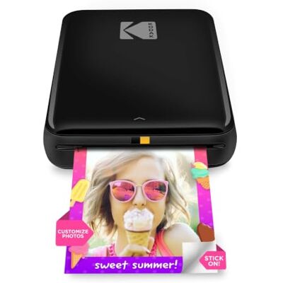 Kodak Step Instant Draagbare smartphone-fotoprinter draadloze mini-kleurenprinter zelfklevende foto's zink 5 x 7,6 cm compatibel met Bluetooth met iOS en Android speelse editie-app, zwart Kodak Step Instant Draagbare smartphone-fotoprinter draadloze mini-kleurenprinter zelfklevende foto's zink 5 x 7,6 cm compatibel met Bluetooth met iOS en Android speelse editie-app, zwart