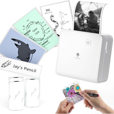 Phomemo M02 Pro draagbare mini-printer, 300 dpi, thermische zakprinter, fotoprinter compatibel met smartphone en tablet, ideaal voor studie, foto's, geschenken, wit Phomemo M02 Pro draagbare mini-printer, 300 dpi, thermische zakprinter, fotoprinter compatibel met smartphone en tablet, ideaal voor studie, foto's, geschenken, wit