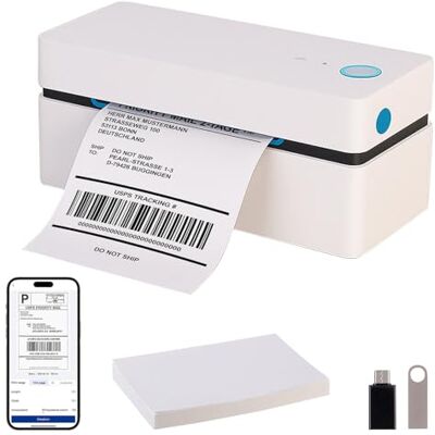 Callstel DHL thermische printer: thermische printer voor etiketten, 100 x 150 mm, 203 dpi, USB, BT, app (intelligente printer, directe thermische labelprinter) Callstel DHL thermische printer: thermische printer voor etiketten, 100 x 150 mm, 203 dpi, USB, BT, app (intelligente printer, directe thermische labelprinter)