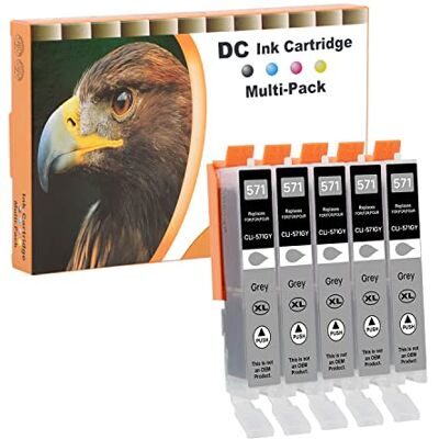 D&C 5 stuks inktpatronen compatibel met Canon CLI-571 GY voor Canon Pixma MG7752 MG7753 TS5050 TS5051 TS5053 TS5055 TS6050 TS6051 TS6052 TS8050 TS8051 TS8050 52 TS8 053 Model 8053 D&C 5 stuks inktpatronen compatibel met Canon CLI-571 GY voor Canon Pixma MG7752 MG7753 TS5050 TS5051 TS5053 TS5055 TS6050 TS6051 TS6052 TS8050 TS8051 TS8050 52 TS8 053 Model 8053