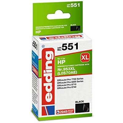 Edding Eurotone printercartridge EDD-551 vervangt HP 953XL (L0S70AE) zwart 53ml Edding Eurotone printercartridge EDD-551 vervangt HP 953XL (L0S70AE) zwart 53ml